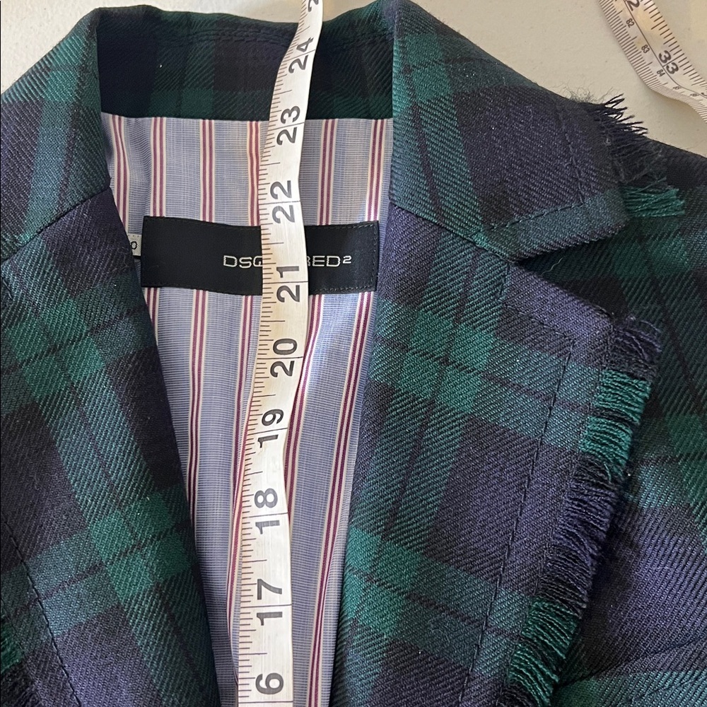 Dsquared2 Made in Italy Tartan Check Plaid Blazer Sport Coat Green navy size 40 - Picture 10 of 12